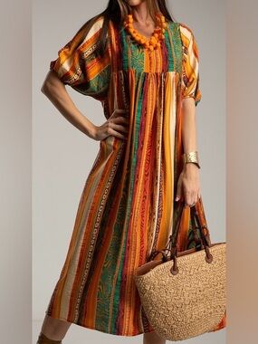 Bohemian Stripe Maxi Dress